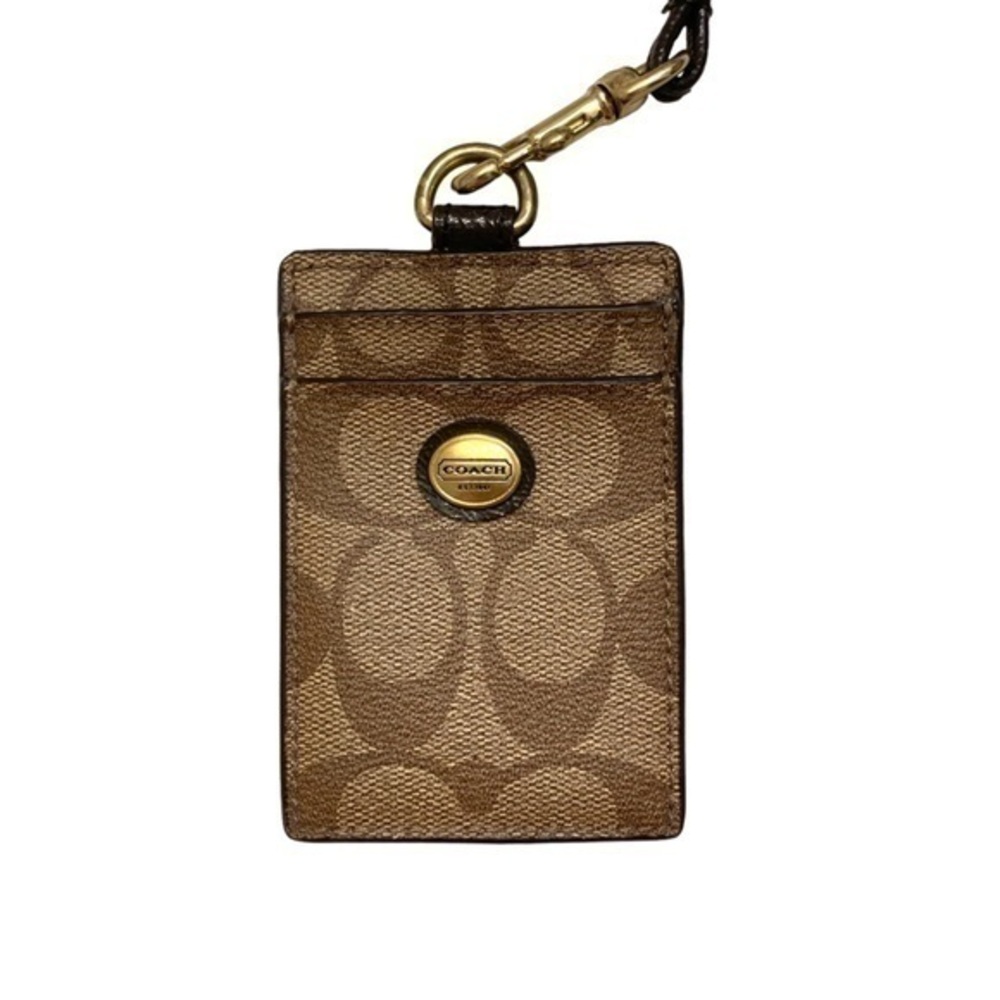 Coach brown signature lanyard
